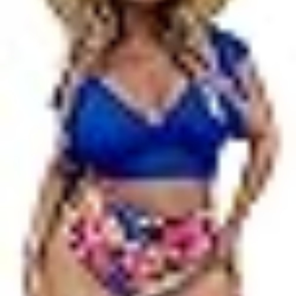 Women's Plus floral Bikini Blue Floral